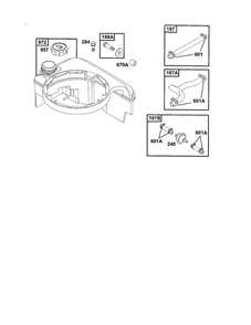 Line Fuel/Tank Fuel Diagram and Parts List for 12E800-12E899 0620-0653-0808 Briggs and Stratton Engine
